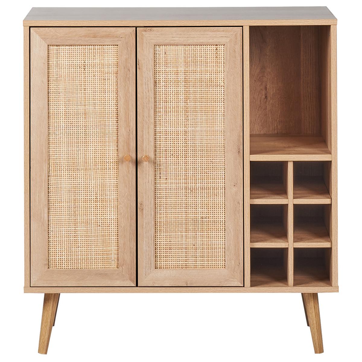 WEINREGAL Hellbraun Paget - Braun, Holzwerkstoff (83/89/39cm) - Beliani