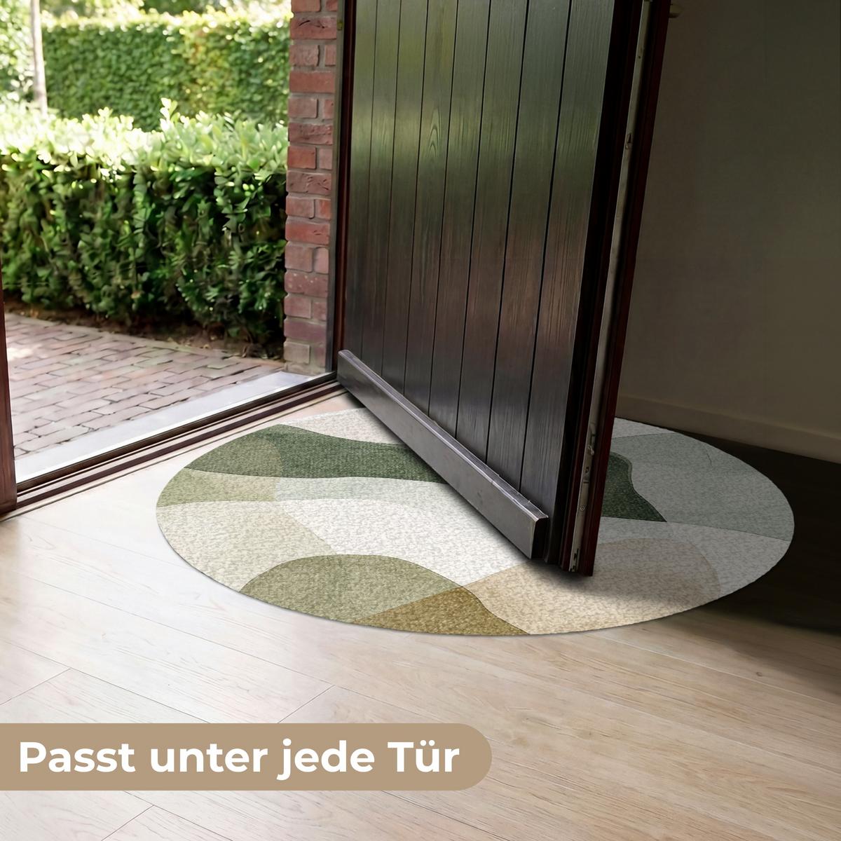 FUSSMATTE Japandi - Abstrakt - Grün Schmutzfangmatte 90x90 cm - Multicolor, Kunststoff (90/0.4cm) - MuchoWow