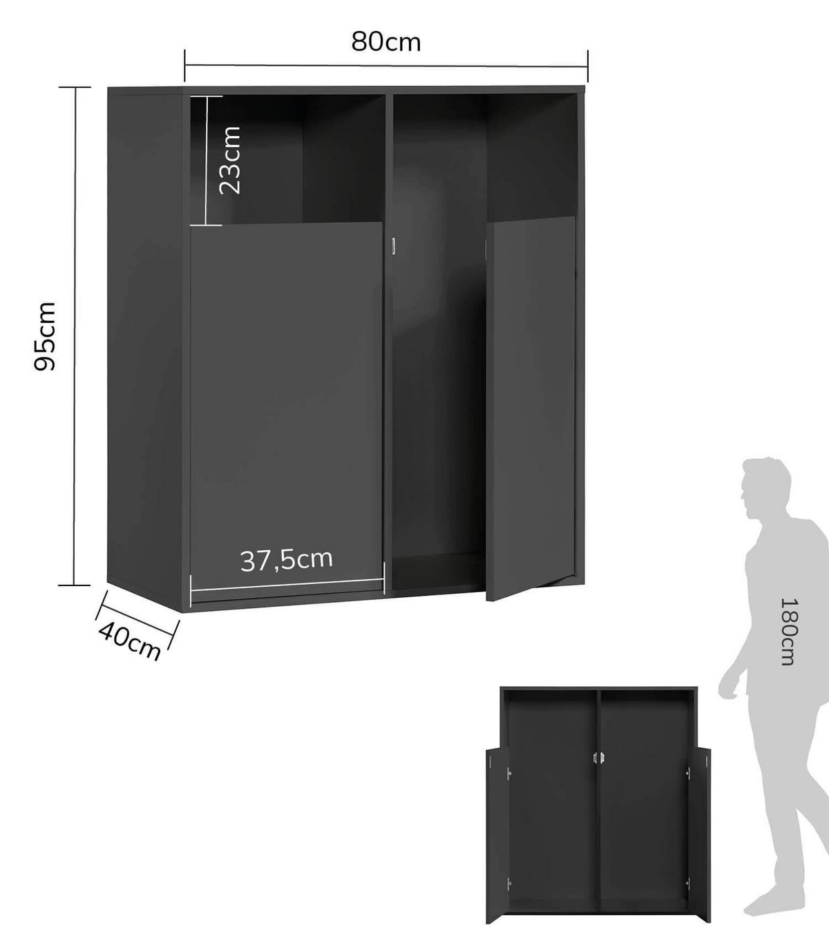 WÄSCHESCHRANK Der Wäschehüter - Schwarz, Holzwerkstoff (80/95/40cm) - Mokebo