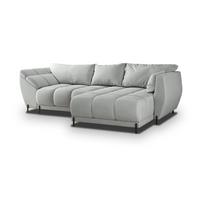ECKSOFA VESTANO R-S Hellgrau Velours-Stoff mit Schlaffunktion - Hellgrau, Holz (287/182cm) - MASSENO