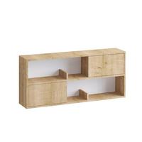 HÄNGEREGAL mit 2 Türen und 2 offenen Fächern Holzdekor Eiche lya 120/22/50 cm - Eschefarben, Holzwerkstoff (120/50/22cm) - Calicosy