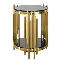 BEISTELLTISCH glas schwarz & gold, 2 ebenen - Schwarz, Metall (45/45/55cm) - Urban Meuble