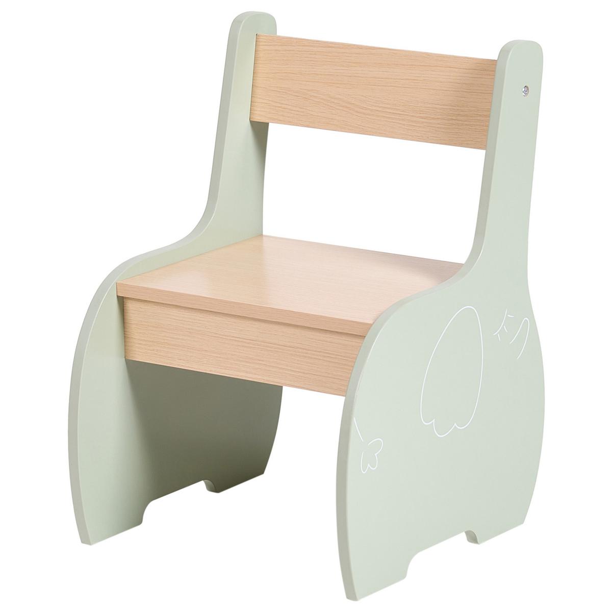 KINDERTISCH mit Stühlen Hellbraun/Grün Lucas - Hellbraun, Holzwerkstoff (80/50/48cm) - Beliani