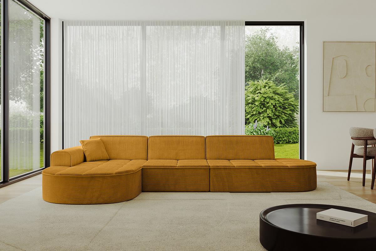 ECKSOFA Ottomane Links TARO-L2 - 328x171x79,5 cm Senfgelb - Currygelb/Gelb, Holzwerkstoff/Textil (328/171cm) - ALTDECOR