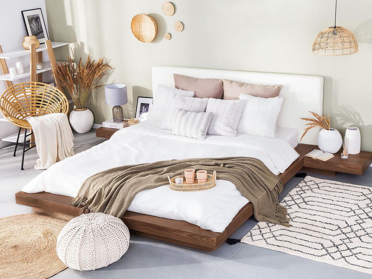 BETT mit Lattenrost 160x200 cm Heller Holzfarbton Zen - Braun, Holzwerkstoff (160/200cm) - Beliani