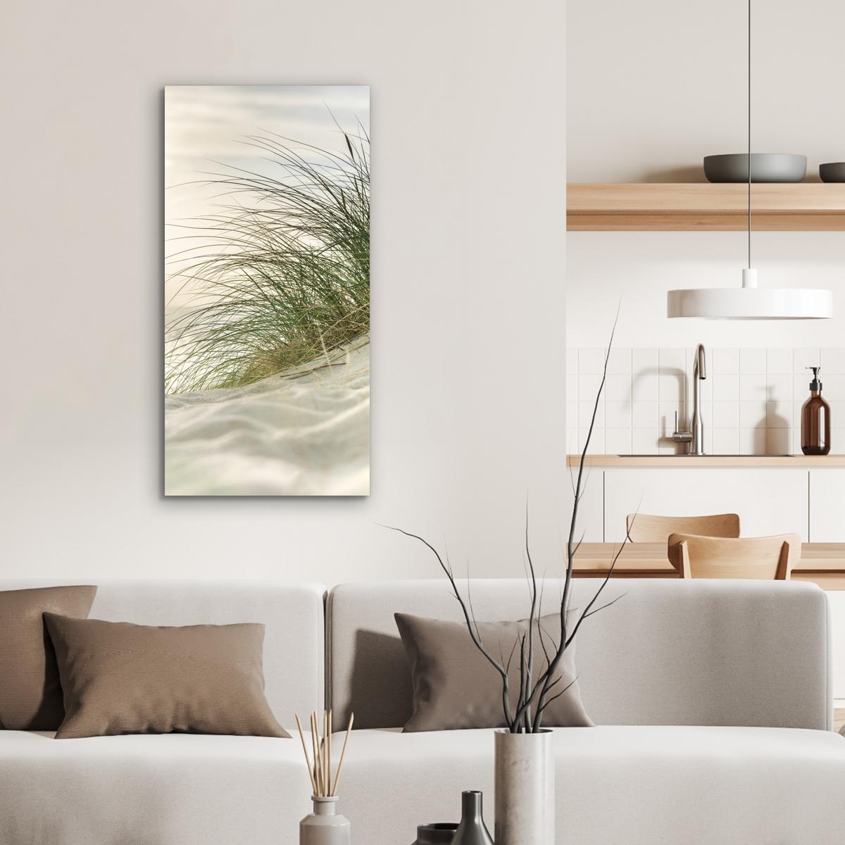 METALLBILD Dünen mit Strandhafer in der Sonne des Nationalparks Schleswig-Holsteinisches Wattenmeer 40x80 cm - Creme, Metall (40/80cm) - MuchoWow