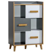 KOMMODE FIABA 90/135,4/42cm mit 3 Schubladen Anthrazit - Anthrazit/Weiß, Holzwerkstoff (90/135.4/42cm) - MASSENO
