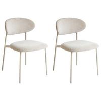 ESSZIMMERSTUHL 2er Set Chenillegewebe Hellbeige Cowley - Beige, Naturmaterialien (46/76/51cm) - Beliani