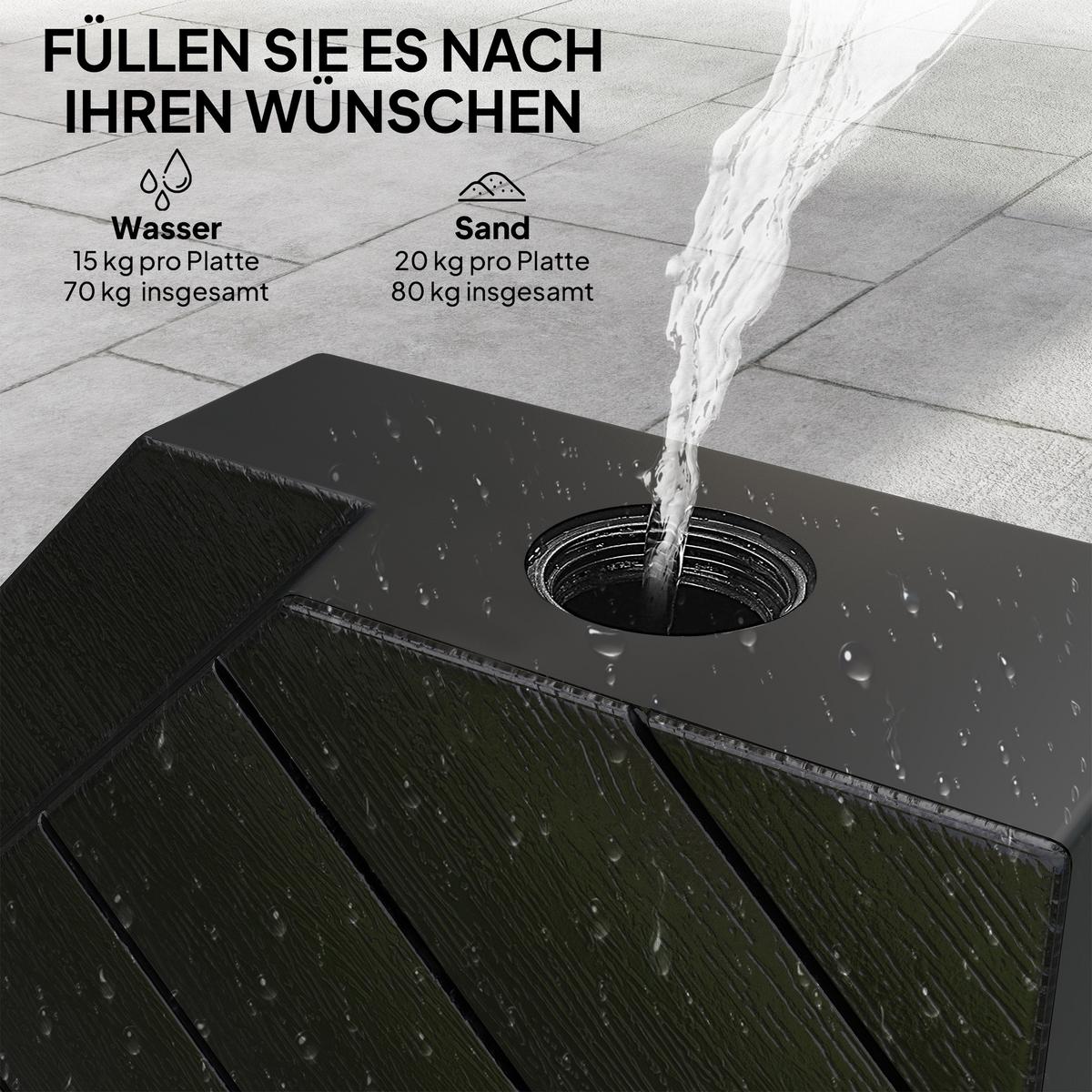 SONNENSCHIRMSTÄNDER 4-teilig - Schwarz, Kunststoff (80/80cm) - Outsunny