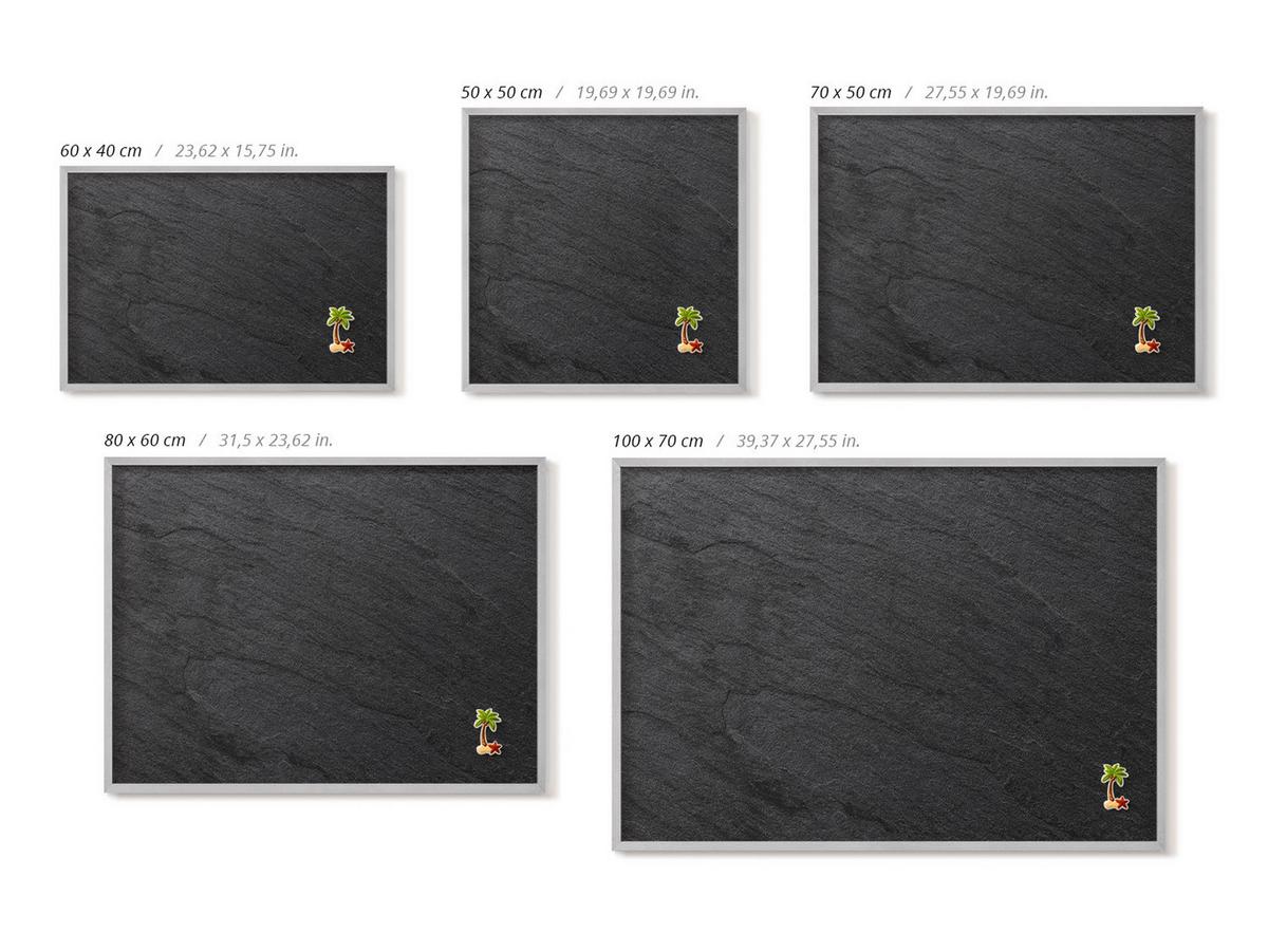 MAGNETTAFEL 50x50 cm Silberner Rahmen Steinwand Struktur - Schwarz, Metall (50/50/0.4cm) - TULUP