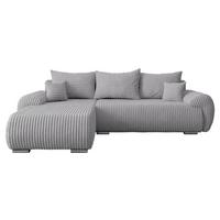 ECKSOFA Ubo L Cord, Seite: Links - Silberfarben/Hellgrau, Holz/Kunststoff (282/187cm) - MIRJAN24