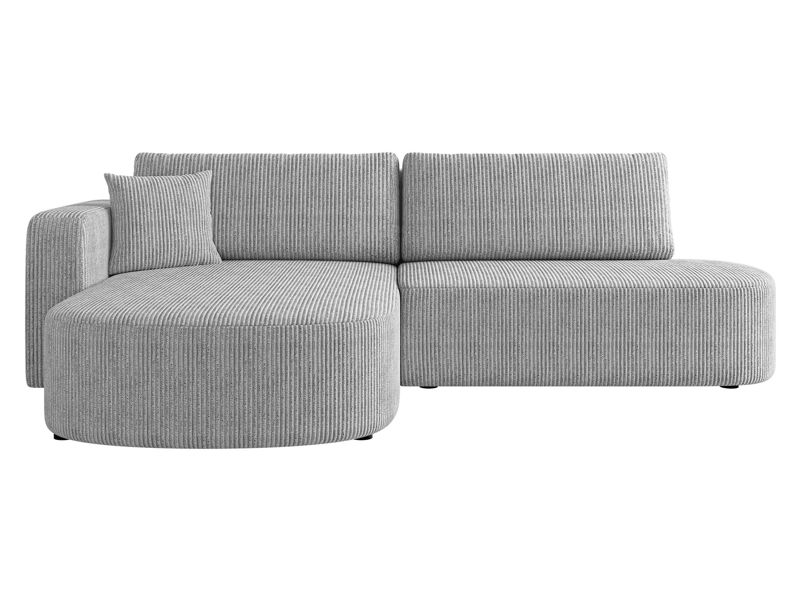 ECKSOFA Zerte Cord, Seite: Links - Hellgrau/Schwarz, Holz/Kunststoff (252/175cm) - MIRJAN24