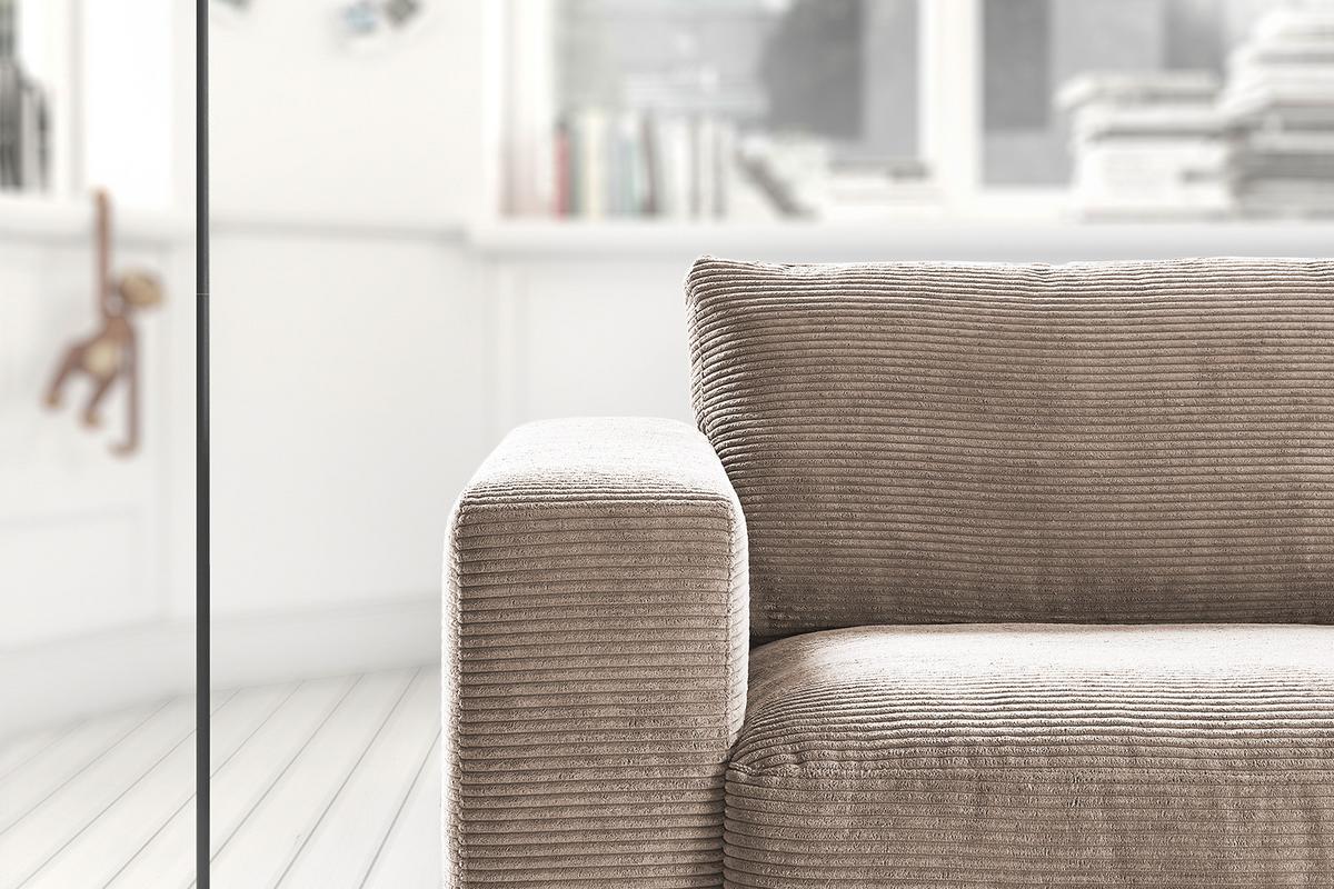 SOFA 2-SITZER MADELINE Taupe Cord - Taupe/Schwarz, Kunststoff/Textil (230/85/127cm) - KAWOLA