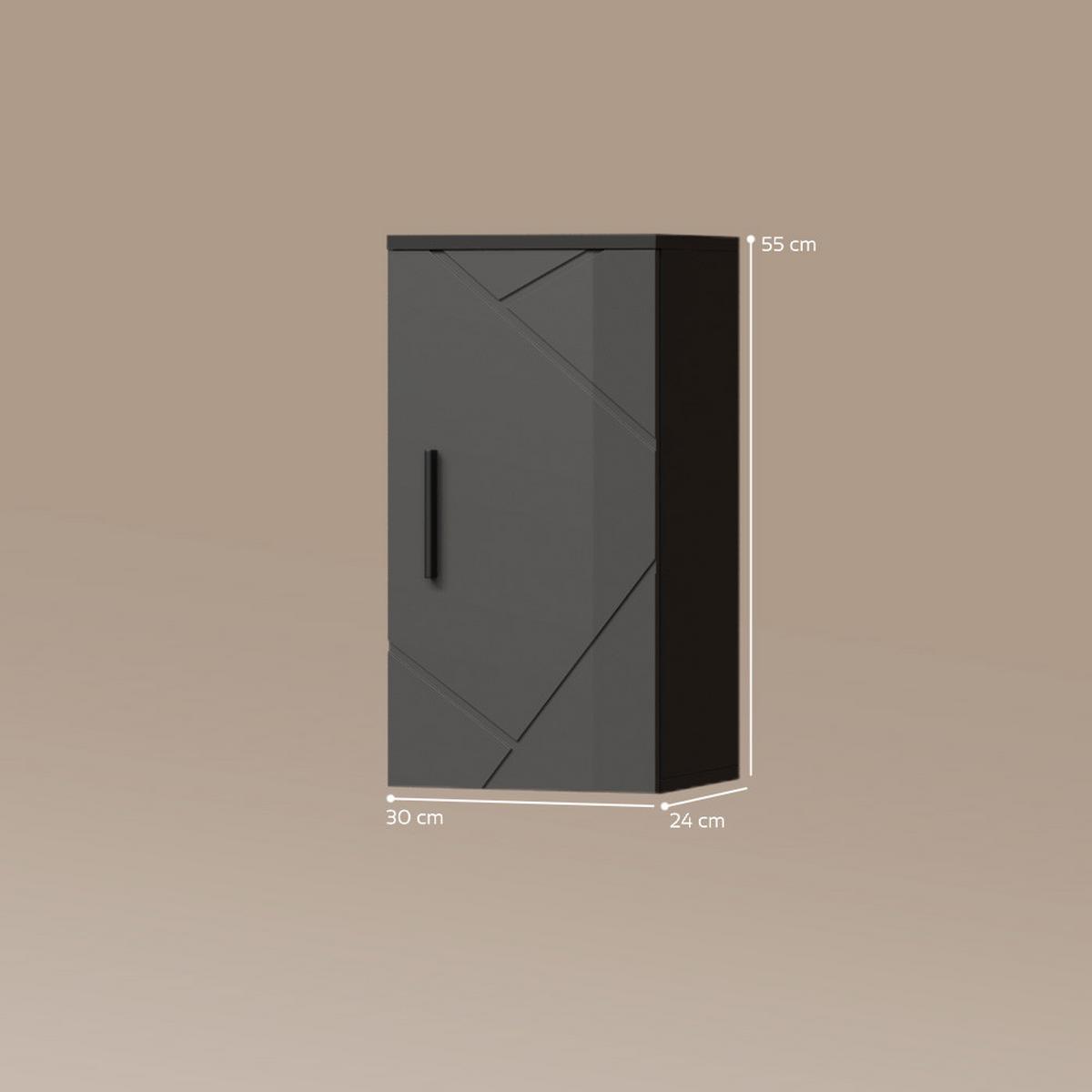 BADSCHRANK Ronco Anthrazit Hochglanz 30 x 59 cm - Schwarz Hochglanz, Holzwerkstoff (30/59/24cm) - Livinity®