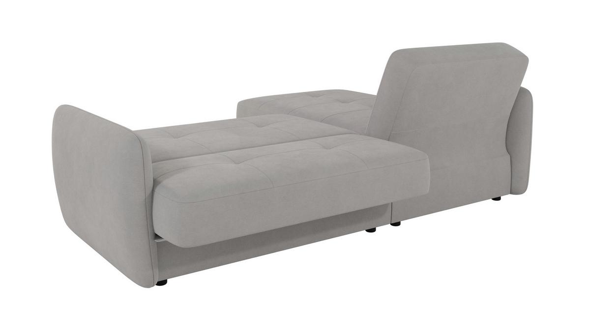 ECKSOFA Lupo Silber Mikrofaser - Silberfarben/Schwarz, Holz/Kunststoff (232/147cm) - S-Style Möbel