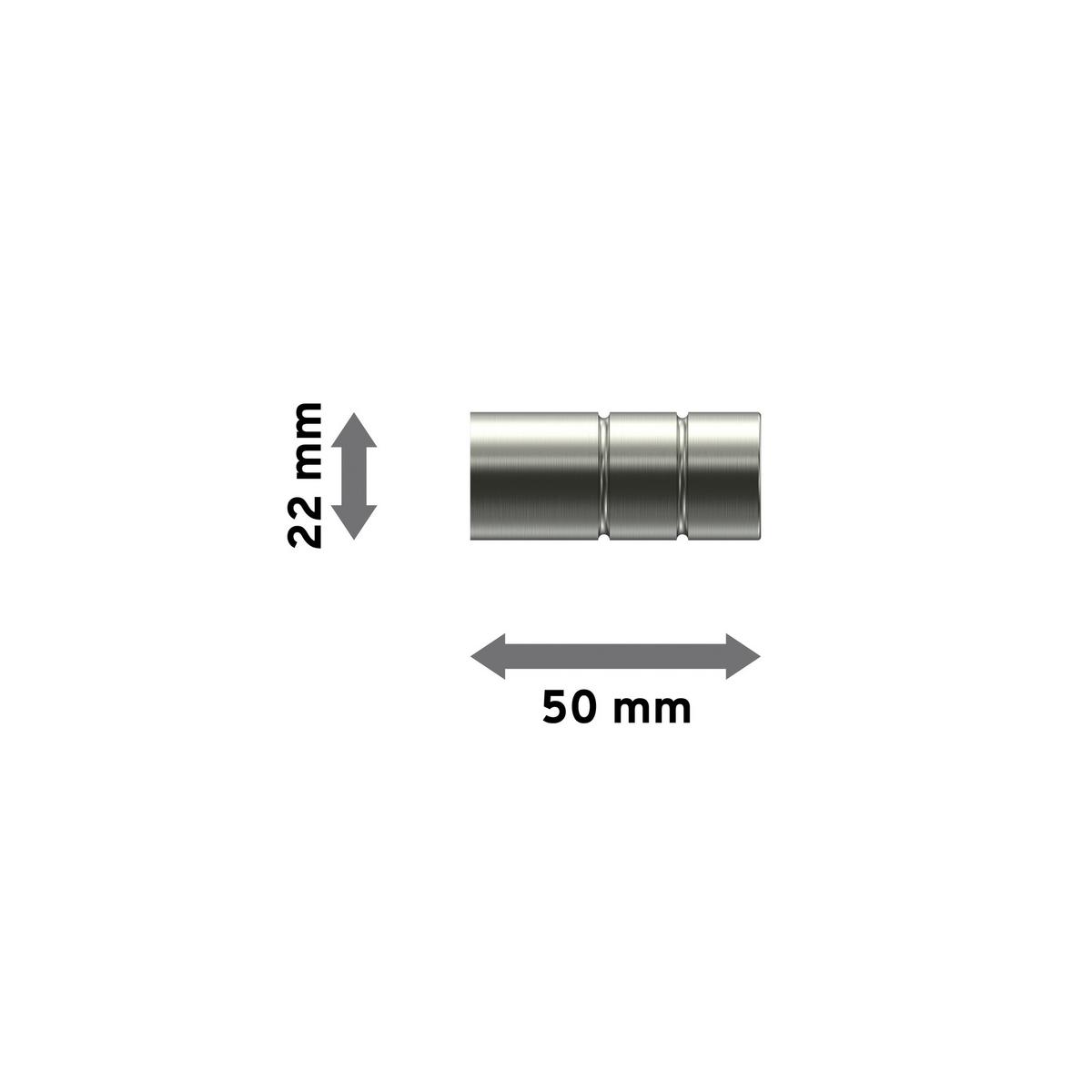 ENDSTÜCKE FÜR GARDINENSTANGEN 16 mm Ø, Caras Edelstahl-Optik, Packung 2 Stück - Edelstahlfarben, Metall (5/2.2/2.2cm) - INTERDECO