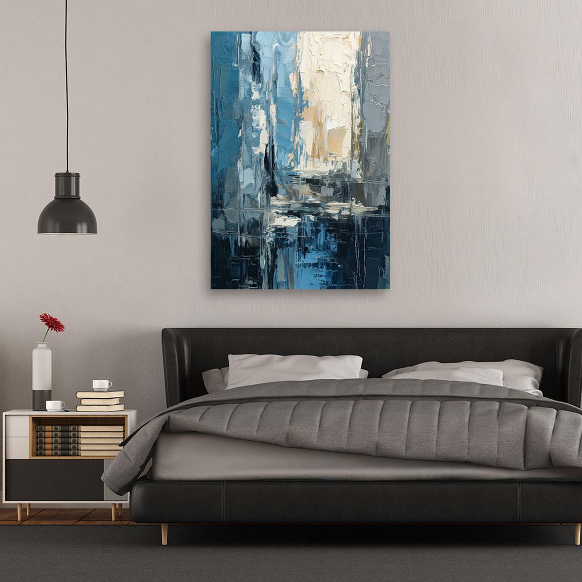 LEINWANDBILD Abstraktion 60x90cm - Blau, Textil (60/90cm) - Feeby