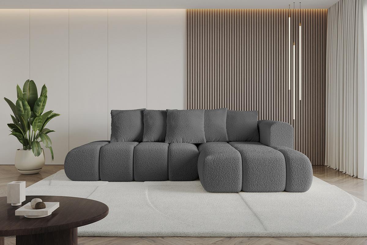 ECKSOFA Ottomane Rechts CLOUD-L-v1 280x185x90 Grau Bouclé - Grau, Holzwerkstoff/Kunststoff (185/280cm) - ALTDECOR