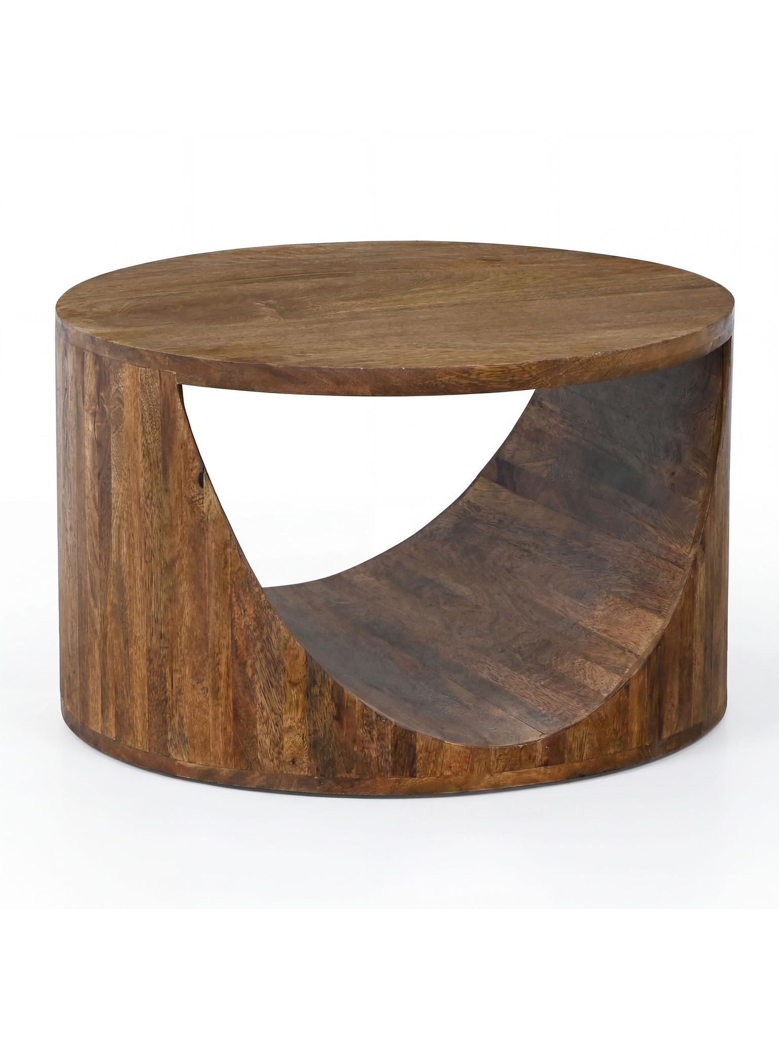 COUCHTISCH ANTEQUERA, Mango Massivholz, mit Ablagen, Ø 60 x 36 cm - Dunkelbraun/Braun, Mangoholz/Holz (60/60/36cm) - KADIMA DESIGN