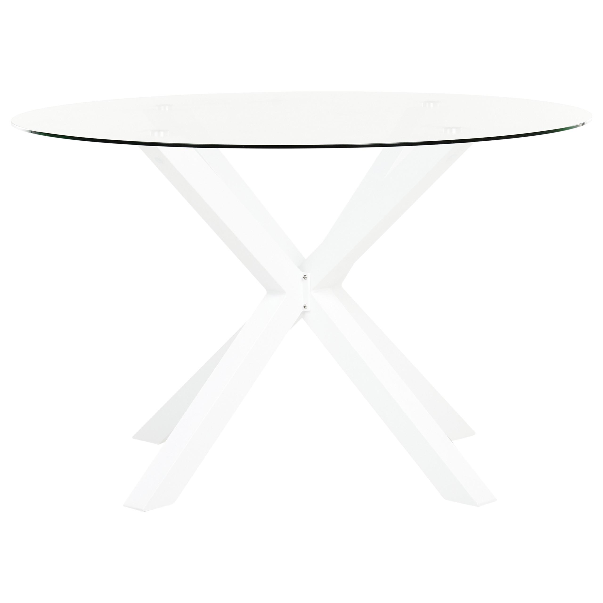 GARTENTISCH Weiß Maletto - Transparent/Weiß, Glas (120/120/75cm) - Beliani