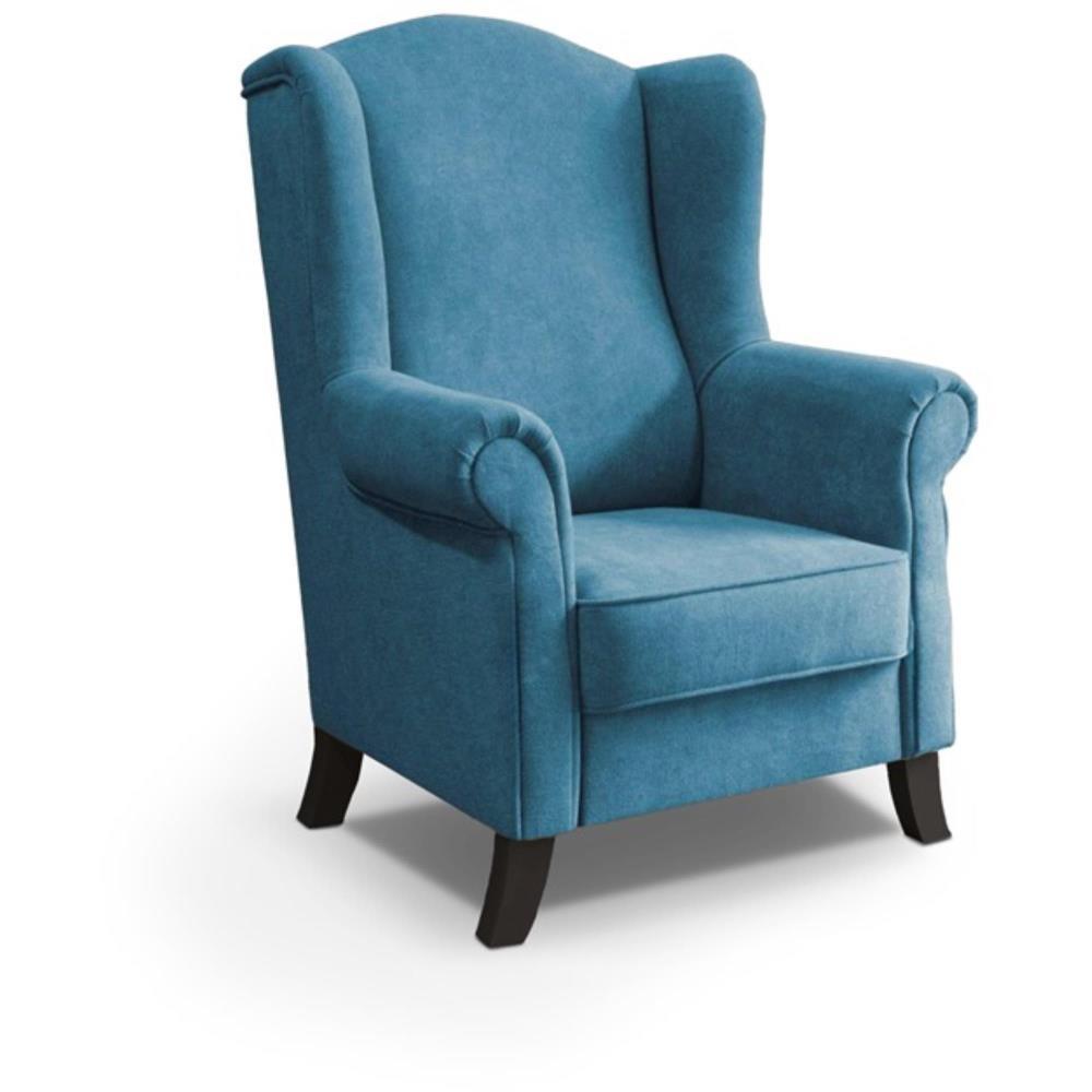 OHRENSESSEL Leonardo blau - Blau/Wengefarben, Holz/Textil (88/118/86cm) - Beautysofa
