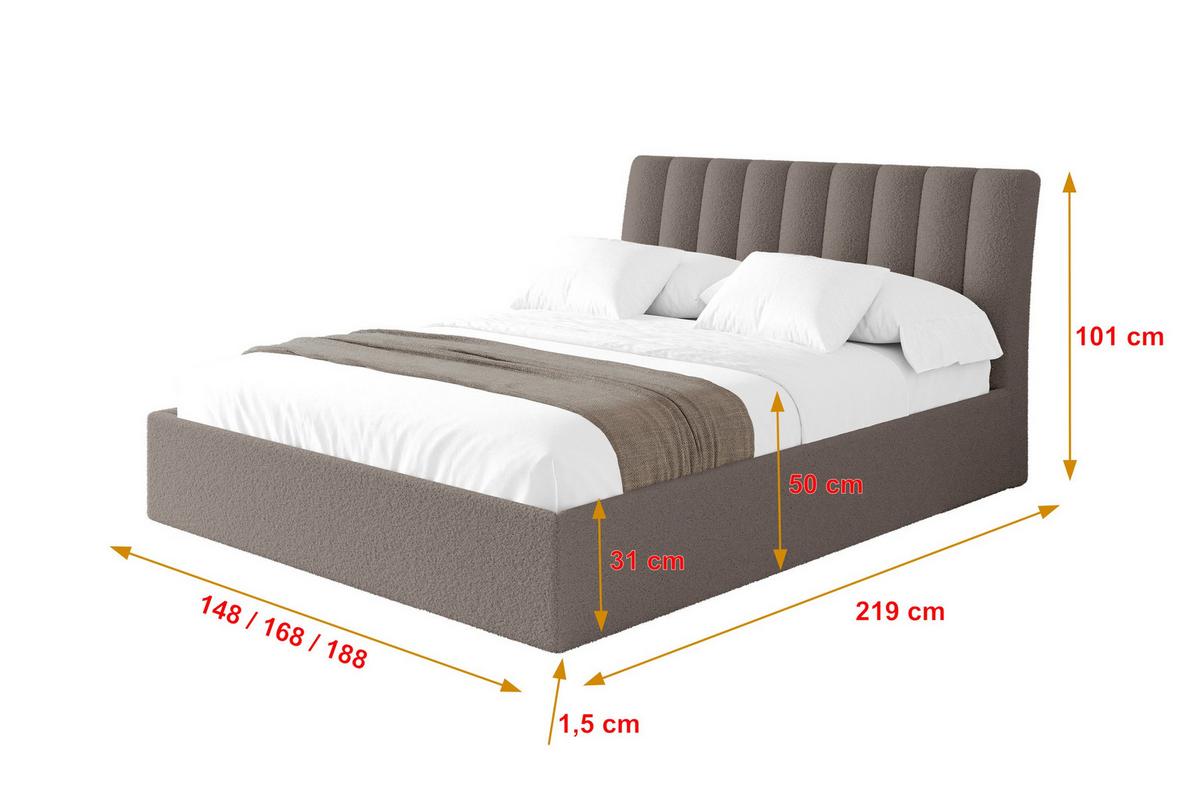 POLSTERBETT mit Bettkasten und Lattenrost, Bett mit Matratze H3/H4 - ILAN 140x200 Braun - Braun, Holzwerkstoff/Textil (140/200cm) - ALTDECOR