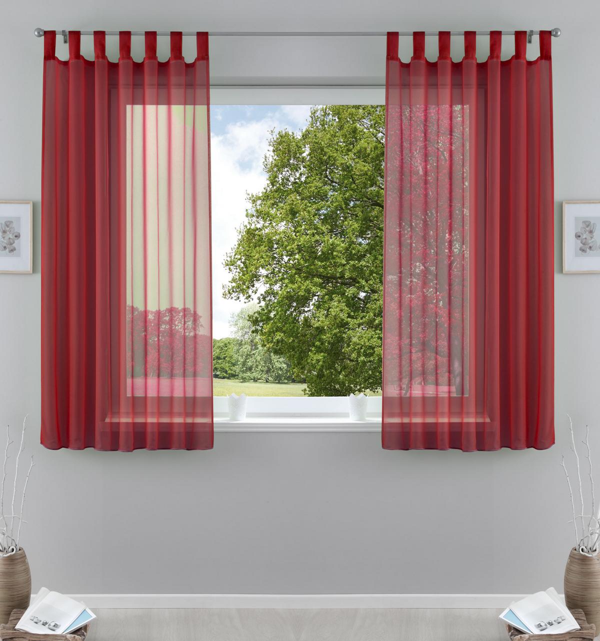 SCHLAUFENGARDINEN Voile 2er Set 175x140 cm Bordeaux - Bordeaux, Textil (140/175cm) - Gardinenbox.eu