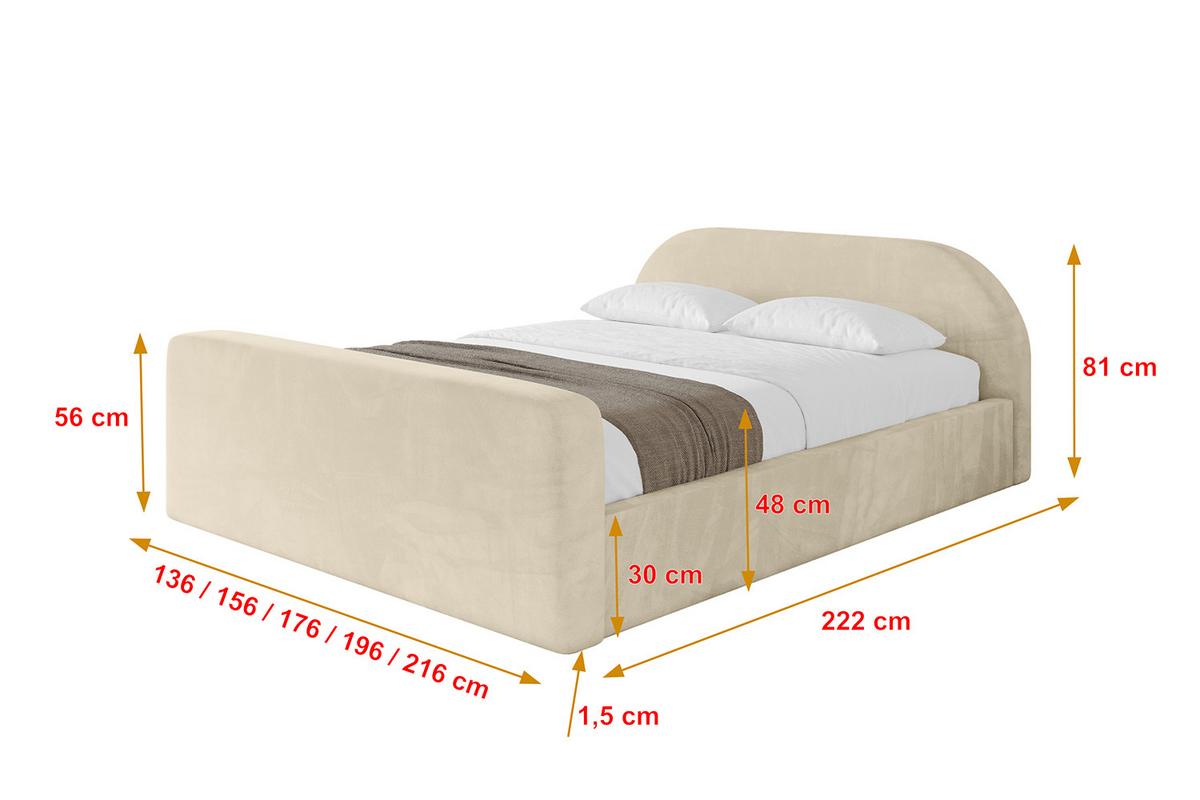 POLSTERBETT mit Bettkasten, Fußteil und Lattenrost, Boxbett mit Matratze H3/H4 - TIVON-Z-V1 180x200 Beige - Ecru, Holzwerkstoff/Textil (180/200cm) - ALTDECOR