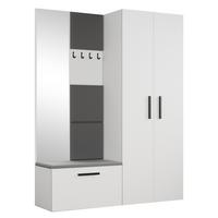 GARDEROBENSCHRANK MODULO 160,6/204/40 cm Modern Garderobe-Set Weiß - Weiß/Grau, Holzwerkstoff (160.6/204/40cm) - MASSENO