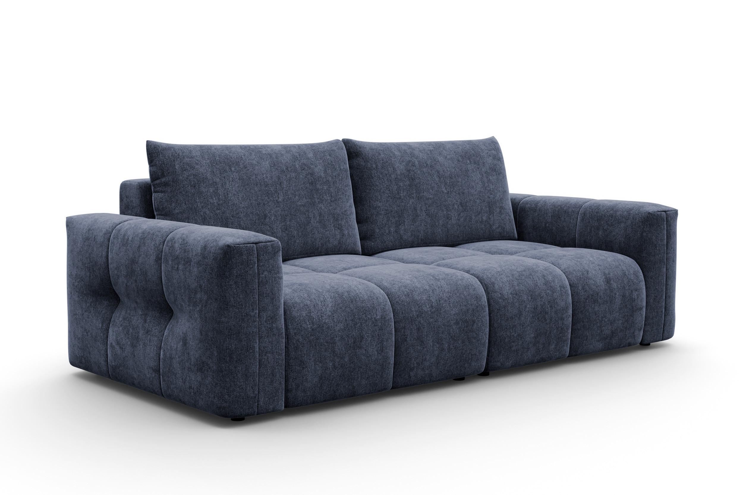 SOFA VERONA 3-Sitzer, Marineblau - Blau/Schwarz, Holz/Textil (224/83/110cm) - Courtois Laville