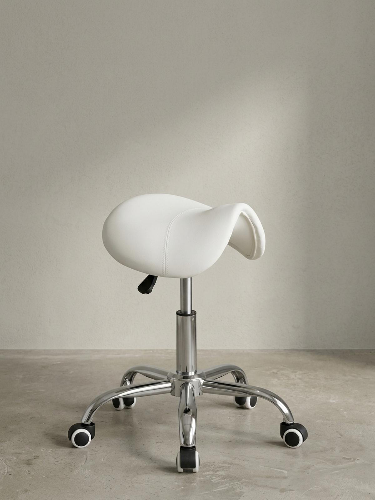 SATTELHOCKER höhenverstellbar mit 100 kg Belastbarkeit BEVANO, Weiß 60x60x60 cm - Silberfarben/Weiß, Kunststoff/Textil (60/60/60cm) - KADIMA DESIGN