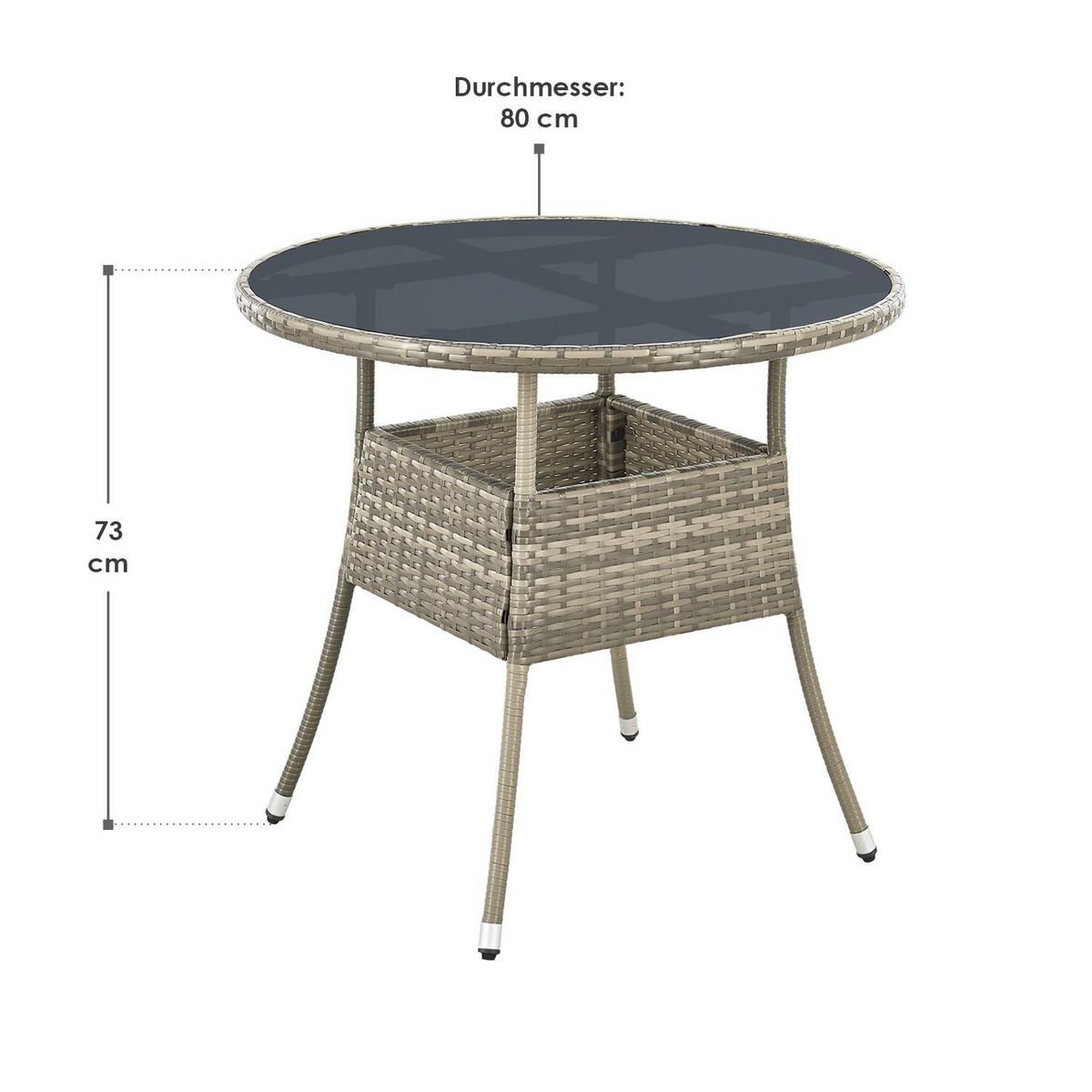 GARTENTISCH Yoro grau 80 cm - Grau, Kunststoff (80/80/73cm) - Juskys