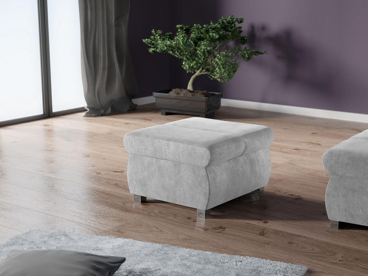 POLSTERHOCKER Bangkok Klein - Silberfarben/Alufarben, Holz/Kunststoff (60/39/60cm) - MIRJAN24