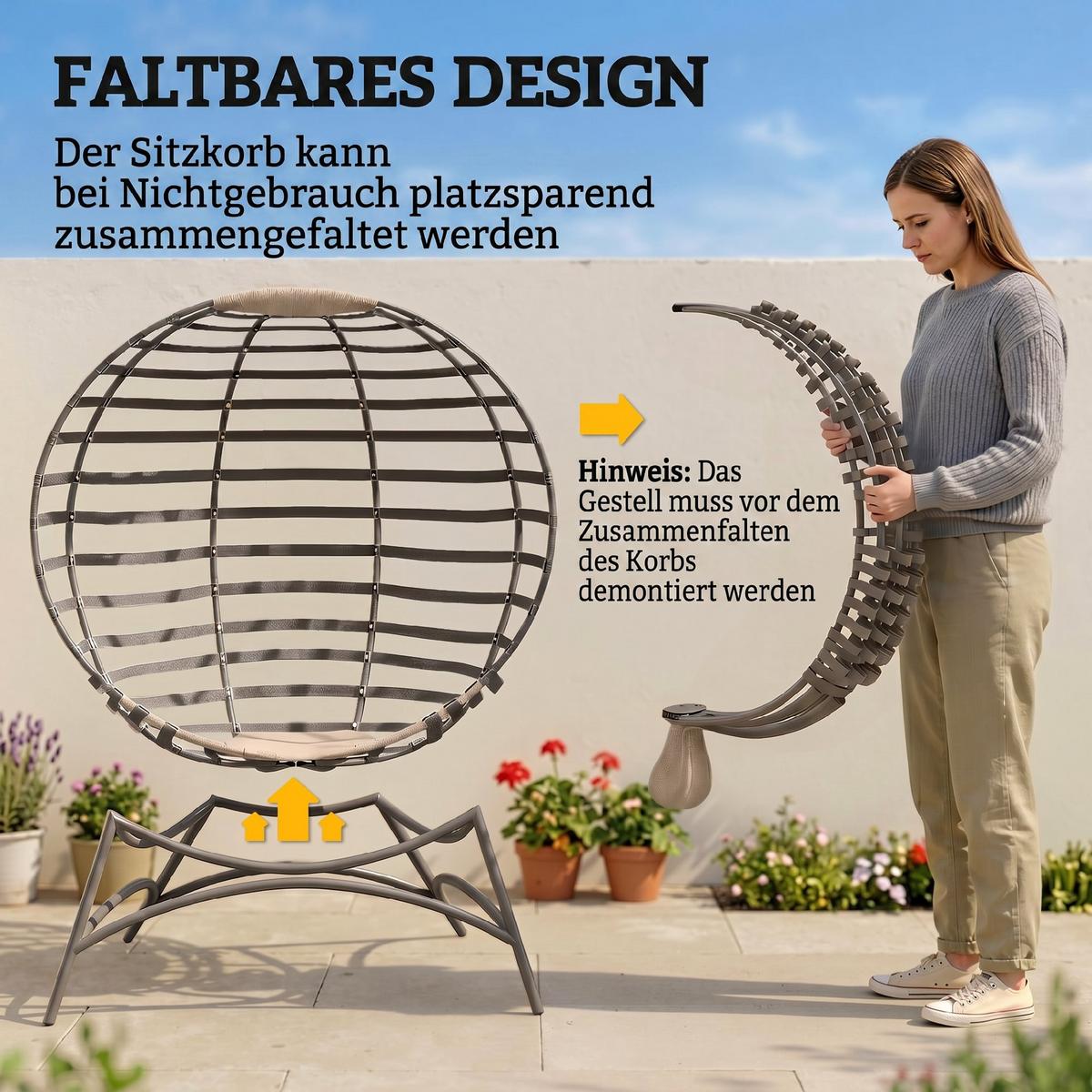 PAPASANSESSEL, Stahl, Sand - Sandfarben, Metall (77/139/118cm) - Outsunny