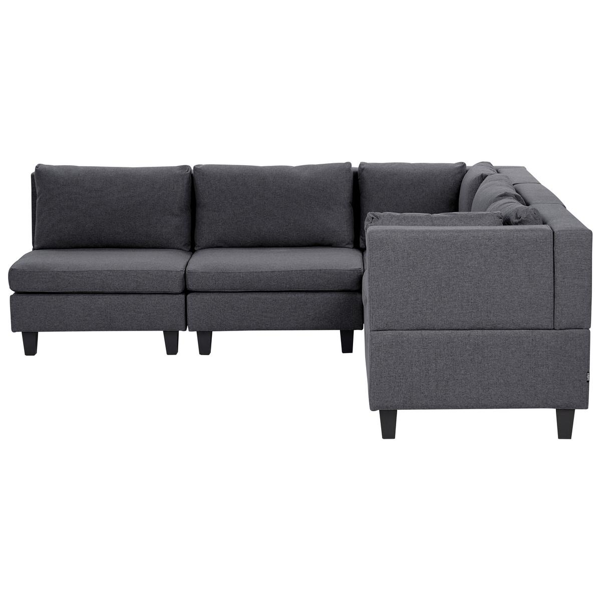 ECKFSOFA Modul 5-Sitzer linksseitig Dunkelgrau Stoff Unstad - Dunkelgrau/Grau, Textil (228/228cm) - Beliani