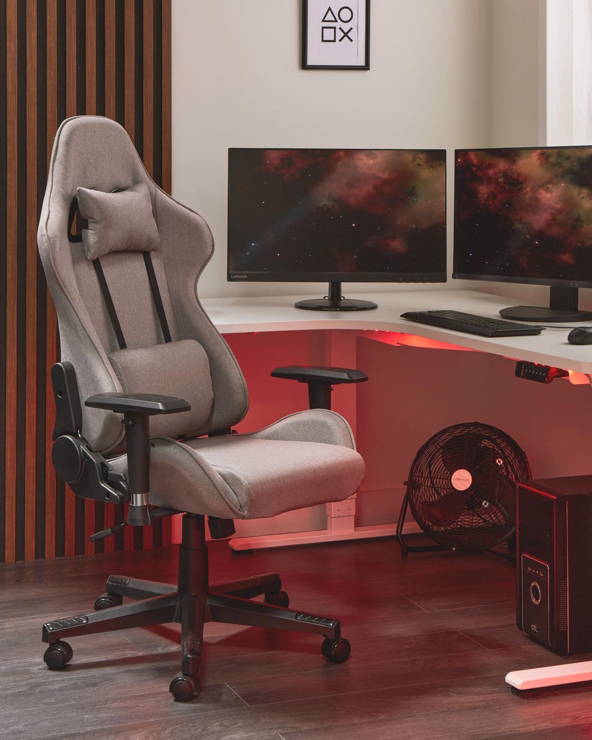 GAMINGSTUHL Taupe Warrior - Taupe/Schwarz, Textil (62/122/62cm) - Beliani