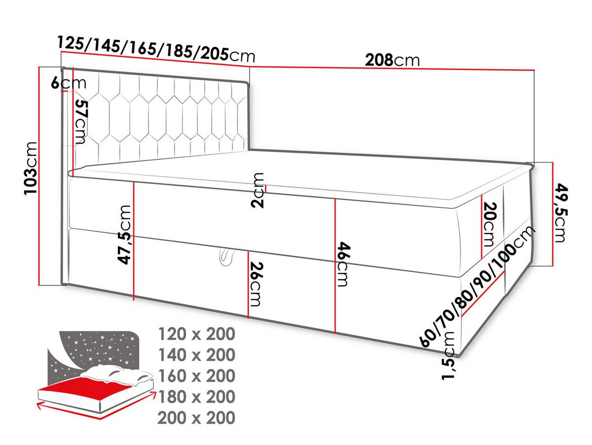 BOXBETT Top M24 - H3 - Violett, Holz (160/200cm) - MIRJAN24