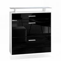 SCHUHSCHRANK Malea Front in Schwarz Hochglanz - Schwarz Hochglanz, Holzwerkstoff (89/96/23cm) - Vladon