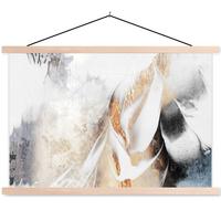POSTER MIT MAGNETLEISTEN Luxus - Abstrakt - Gold - Weiß Magnetleiste 120x80 cm - Goldfarben, Textil (120/80/0.15cm) - MuchoWow