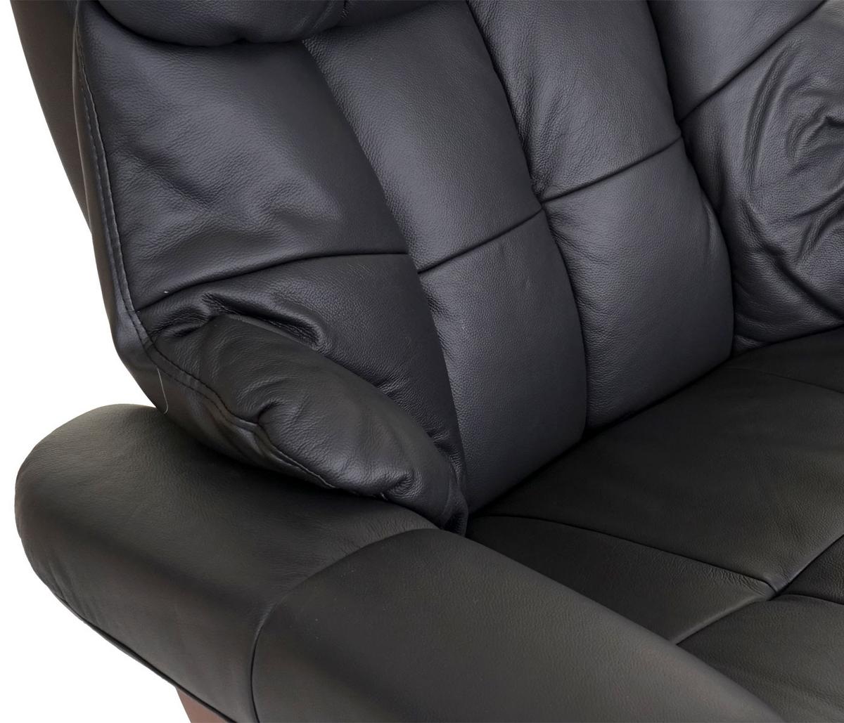 RELAXSESSEL XXL MIT HOCKER Schwarz - Schwarz, Leder (97/112/88cm) - MCA