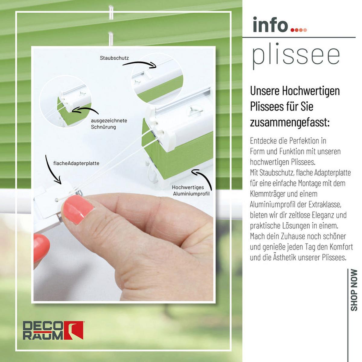 PLISSEE Basic 90 x 150cm Klemmfix ohne Bohren - Grün, Textil (90/150cm) - Deco-Raum