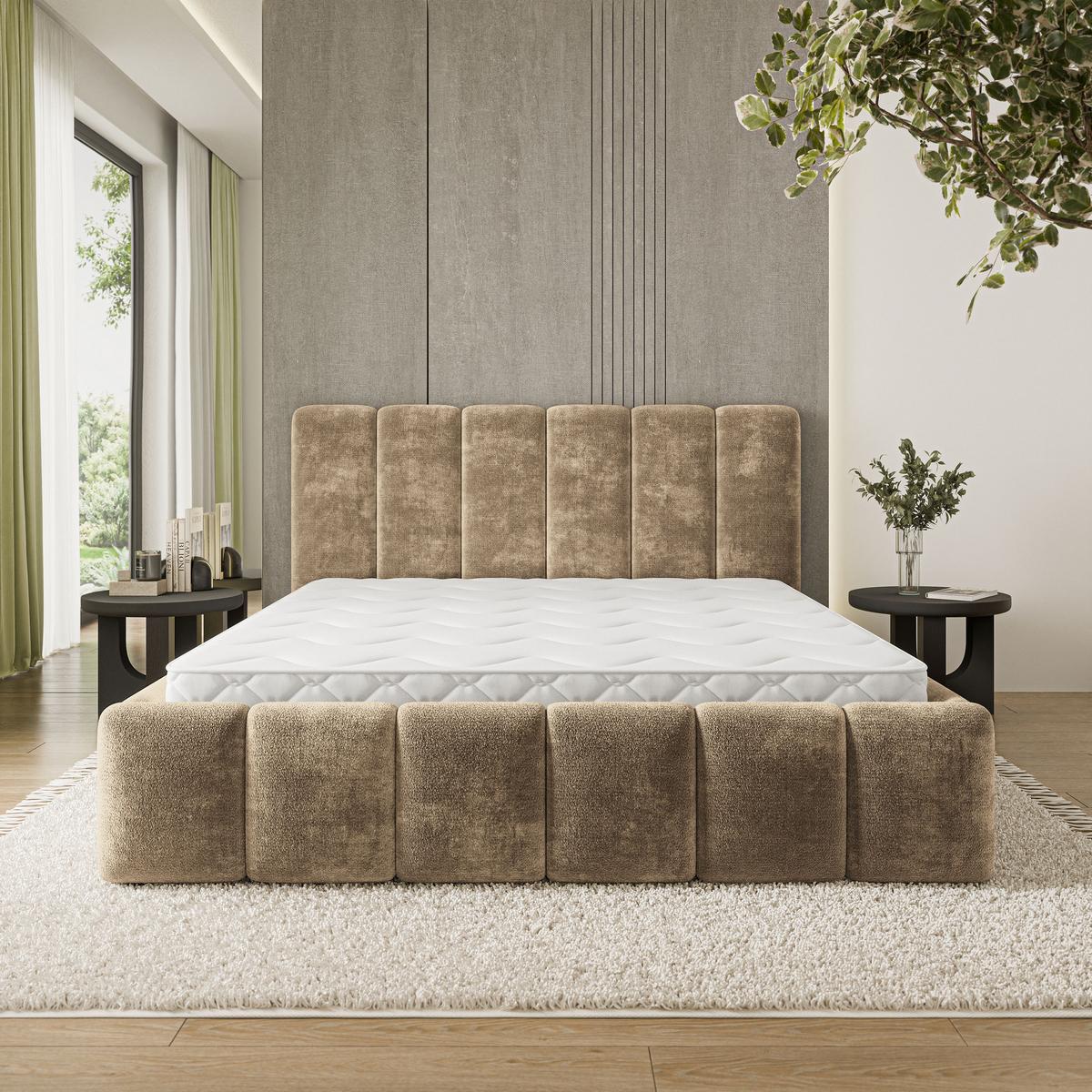 POLSTERBETT ATTORA LM 140x200 cm mit Bettkästen - Beige - Beige, Holz (140/200cm) - MASSENO
