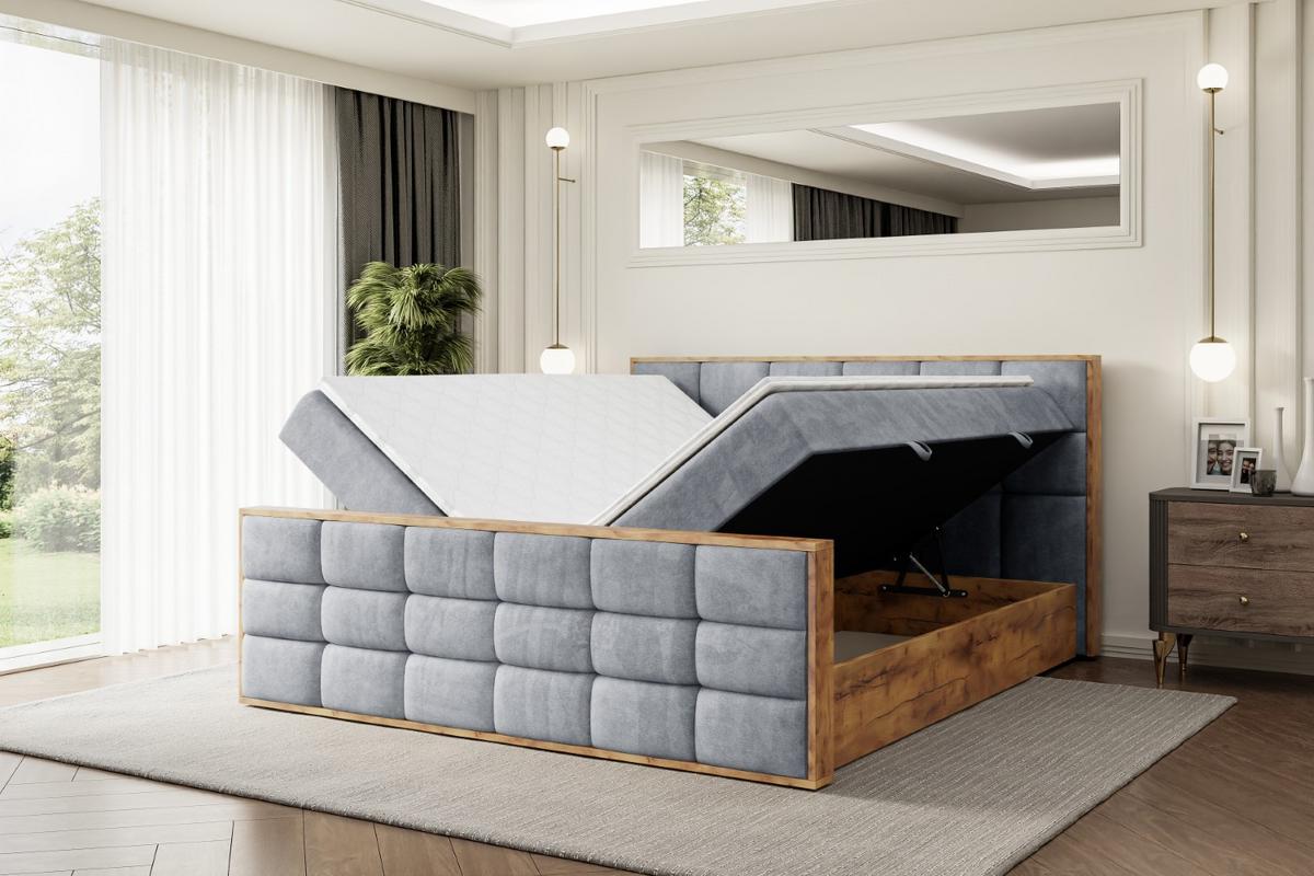 BOXBETT mit Matratze H3 und Lattenrost - LOLLI2-Z - 180x200 - Grau Casablanca - Grau, Holzwerkstoff (180/200cm) - ALTDECOR