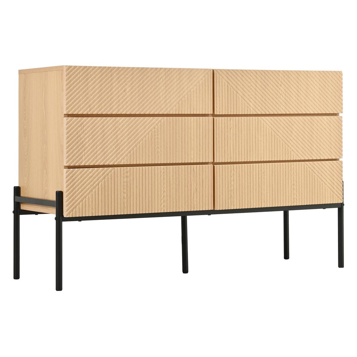 SIDEBOARD natur 3D struktur 6 schubladen 115cm - Naturfarben, Holzwerkstoff (115.5/75/38cm) - Urban Meuble
