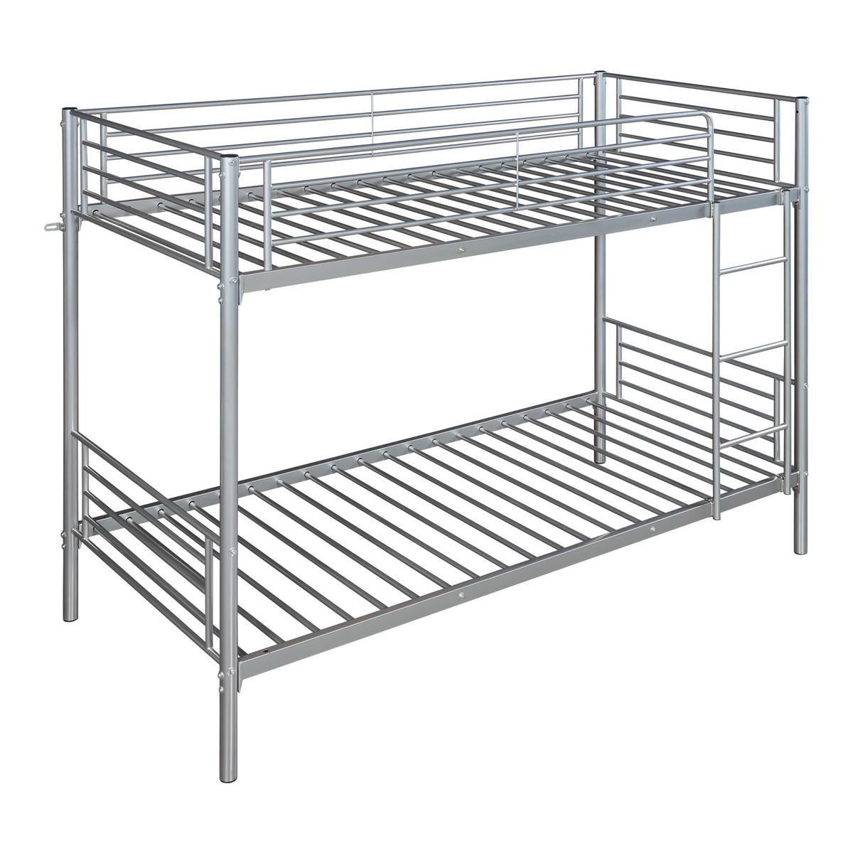 ETAGENBETT Soppsar - Silberfarben, Metall (90/200cm) - [en.casa]