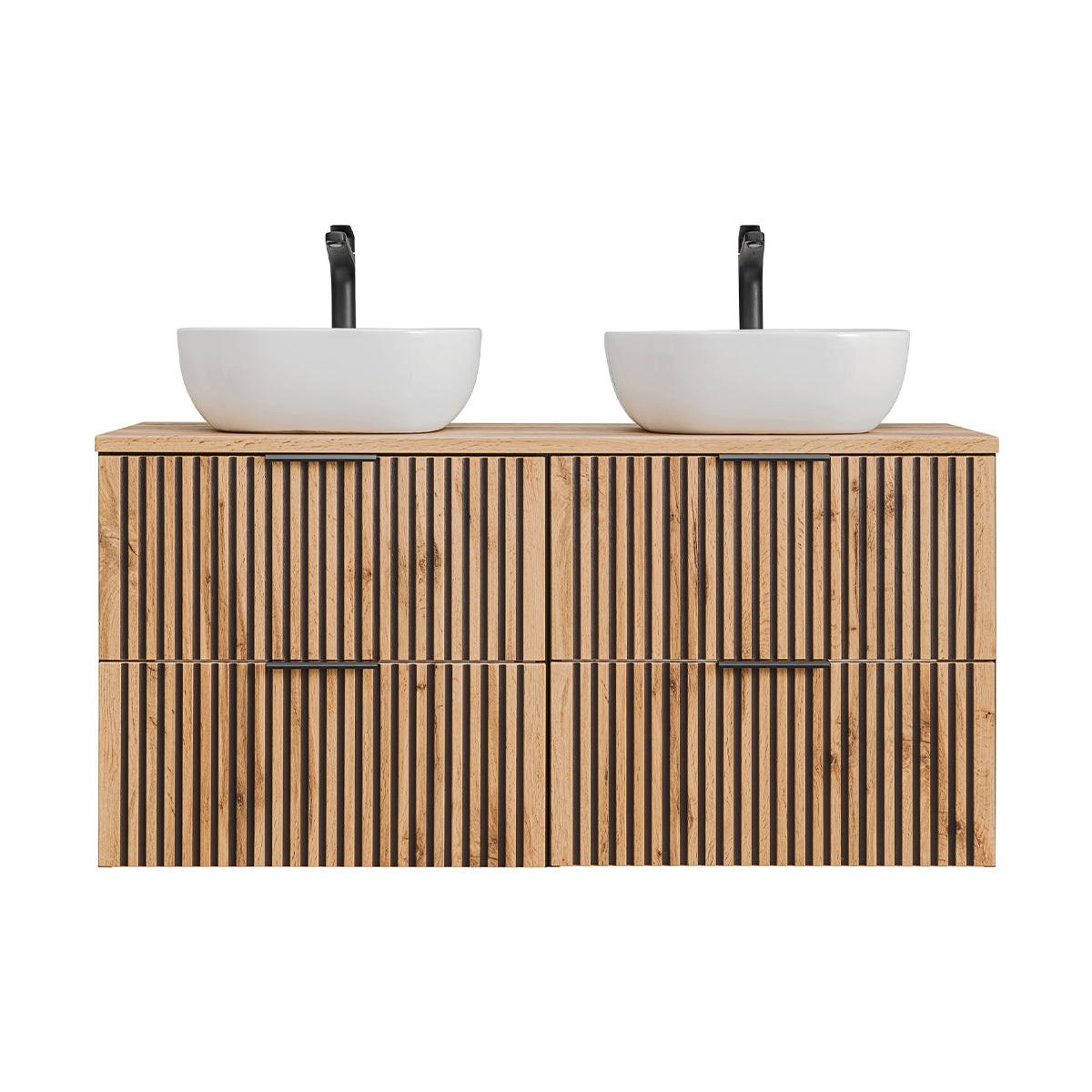 DOPPELWASCHTISCH 120.6cm Gaia Holz in Eichenoptik und Schwarz - Braun, Holzwerkstoff (120.6/59/46cm) - Petits-meubles