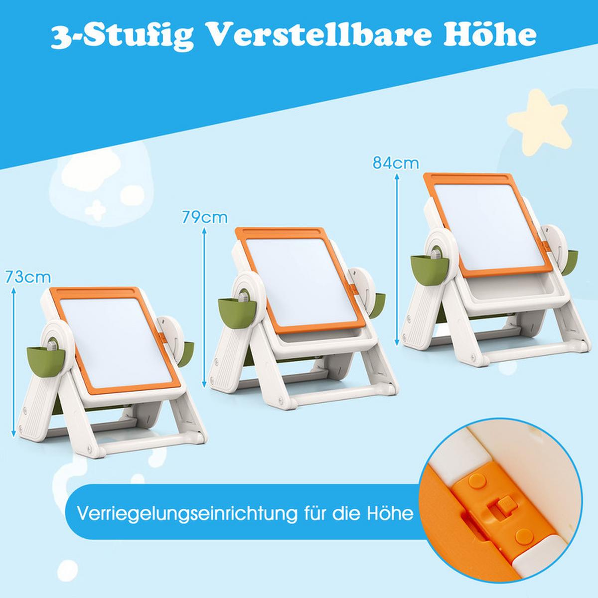 KINDERTISCH mit stuhl orange(2-tlg) - Orange, Kunststoff (82/58/67cm) - COSTWAY