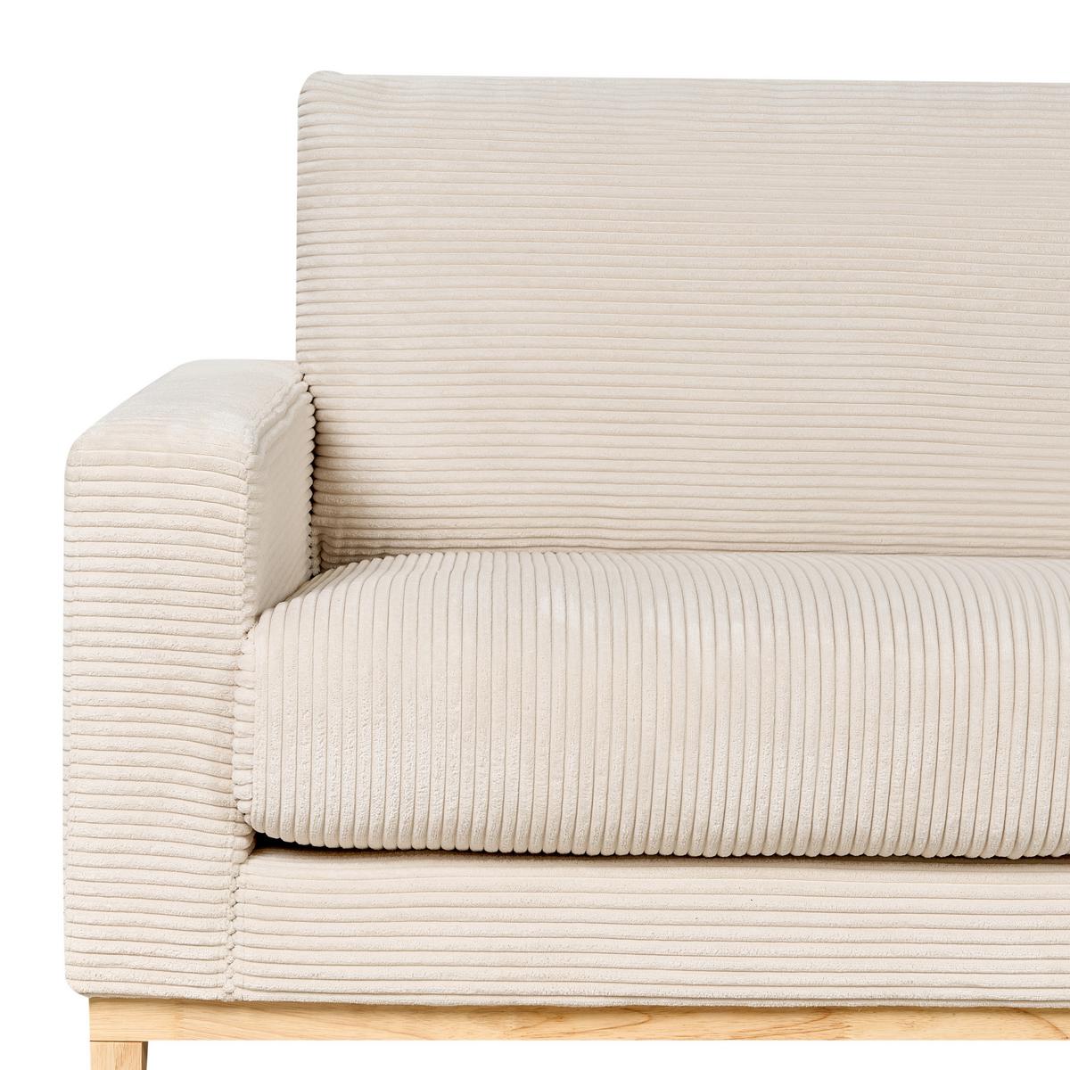 ECKSOFA 4-Sitzer Cord Hellbeige linksseitig Siggard - Beige/Braun, Textil (321/168cm) - Beliani