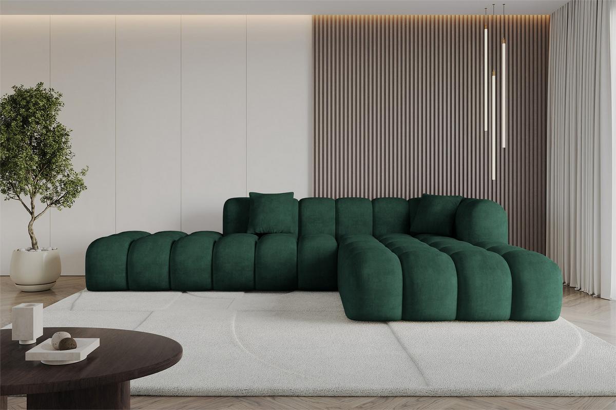 ECKSOFA Ottomane Rechts OLEA-L2 - 289x176x71 cm Dunkelgrün - Dunkelgrün/Schwarz, Holzwerkstoff/Kunststoff (289/176cm) - ALTDECOR