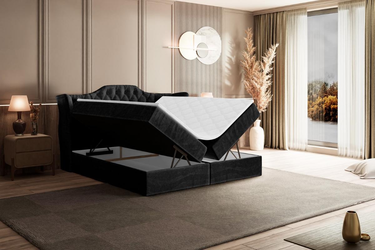 BOXBETT mit Matratze H4 und Lattenrost - VILA - 140x200 cm - H4 - Schwarz - Schwarz, Holzwerkstoff (140/200cm) - ALTDECOR
